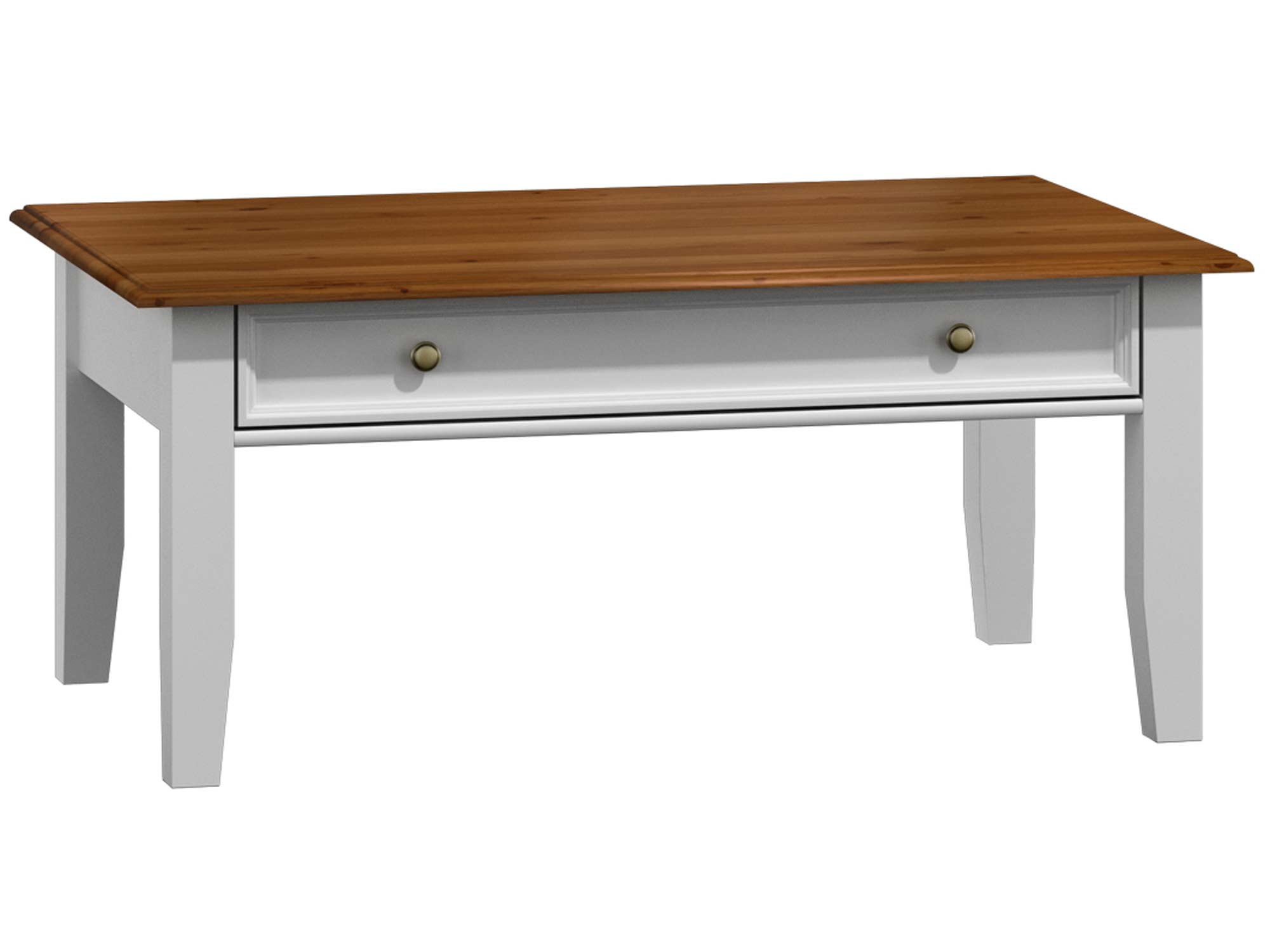 Ława do salonu w klasycznym stylu biała orzech INGRID