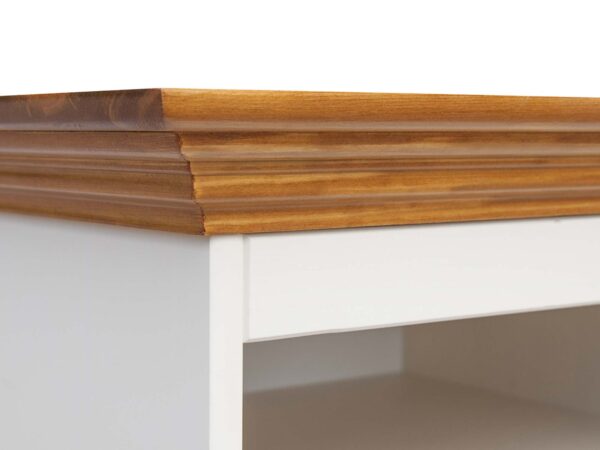 Duża biała szafka RTV vintage biały dąb blat INGRID