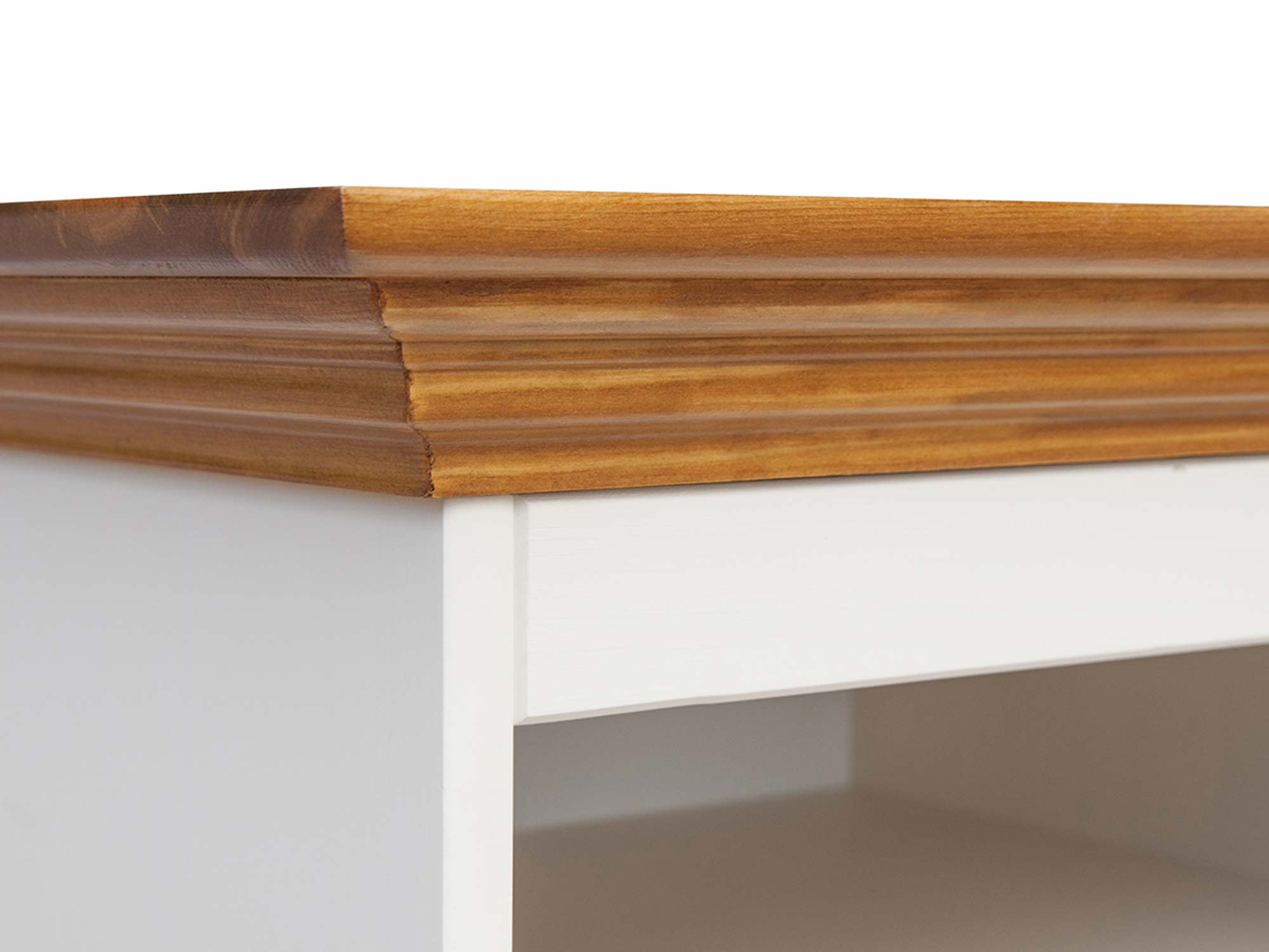 Duża biała szafka RTV vintage biały dąb blat INGRID