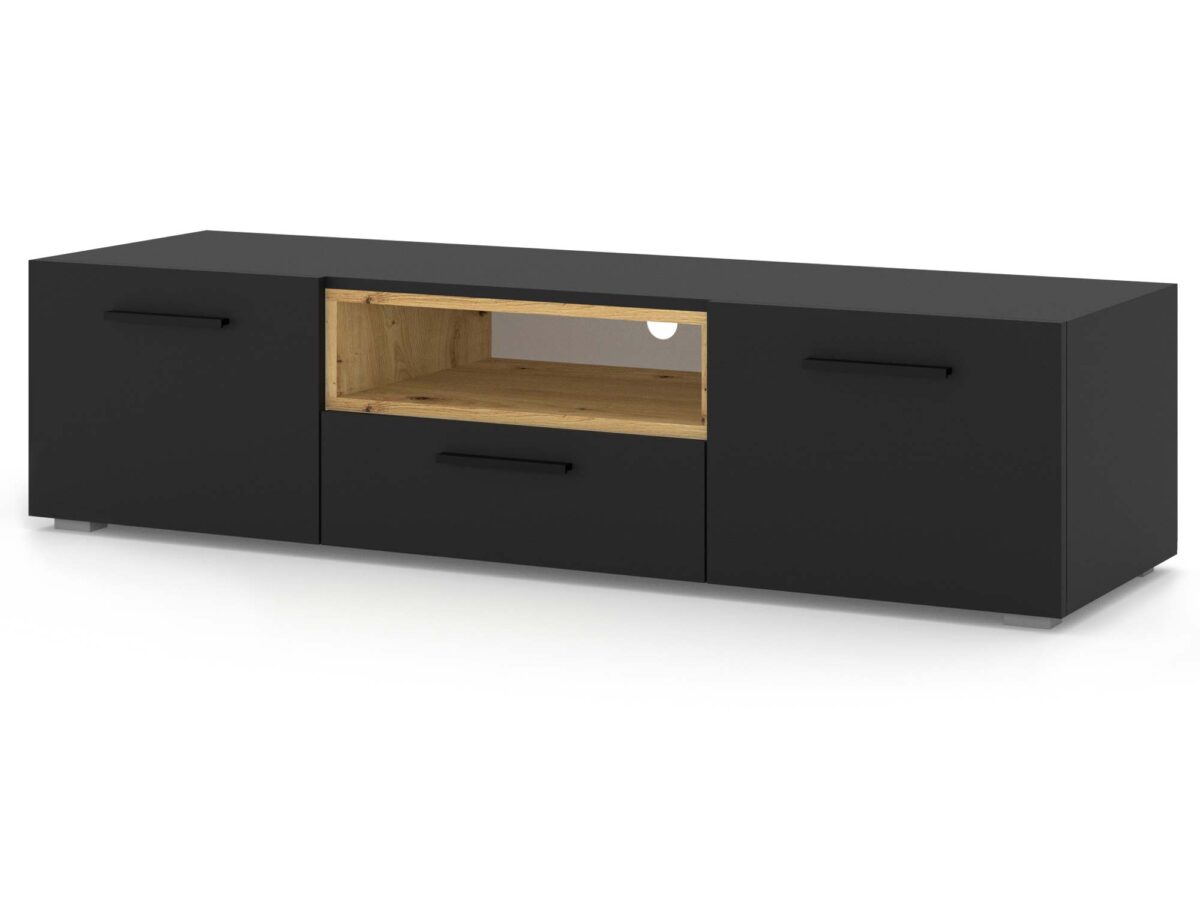 TV-Lowboard Eiche Artisan Schwarz 150 cm NIMET