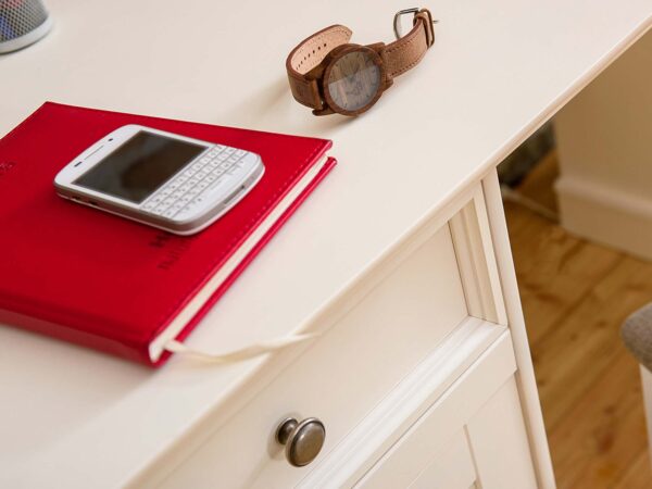 Biurko drewniane podwójne białe szczegóły INGRID