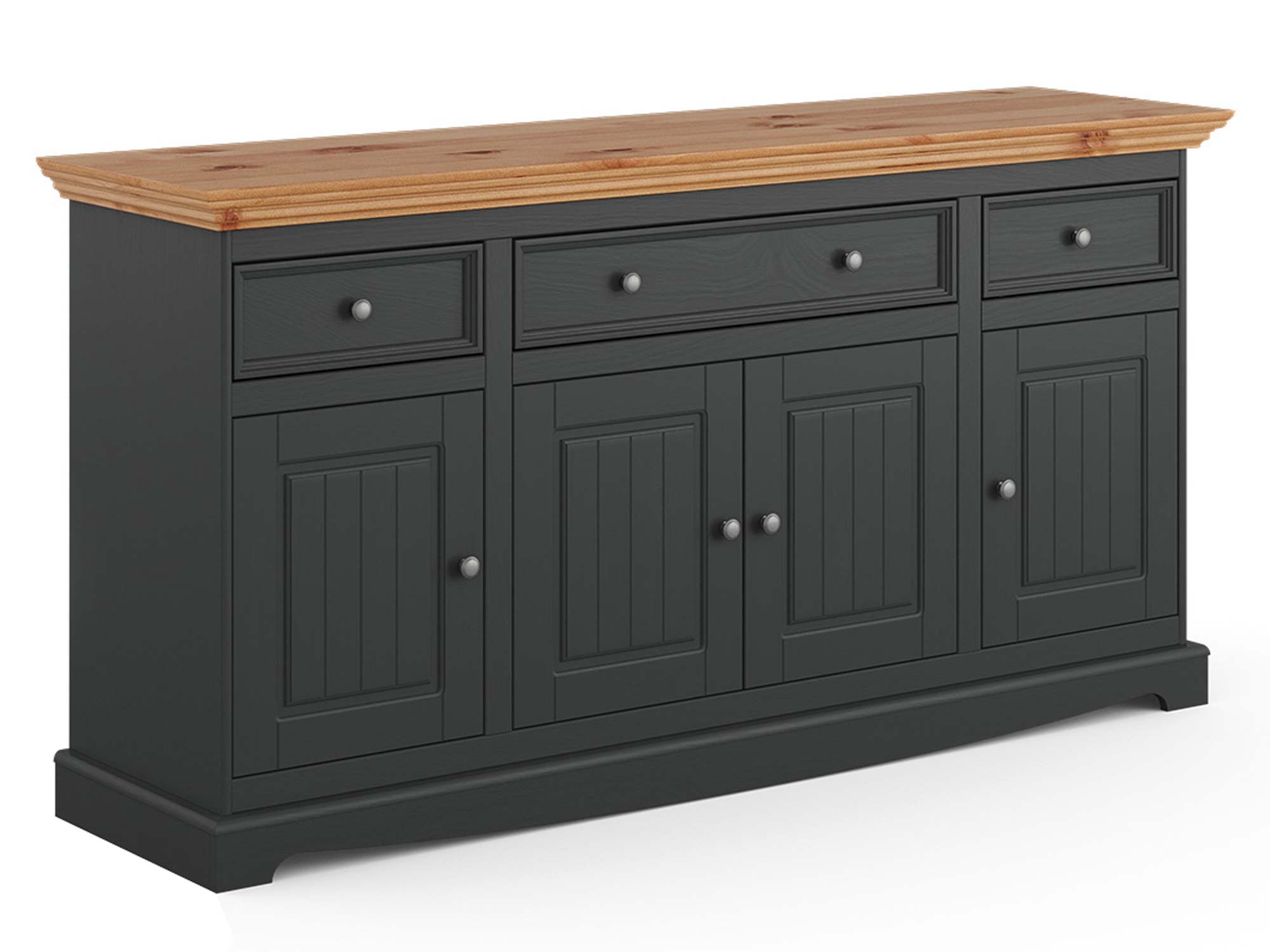 Solidna komoda z drewna litego grafit sosna INGRID