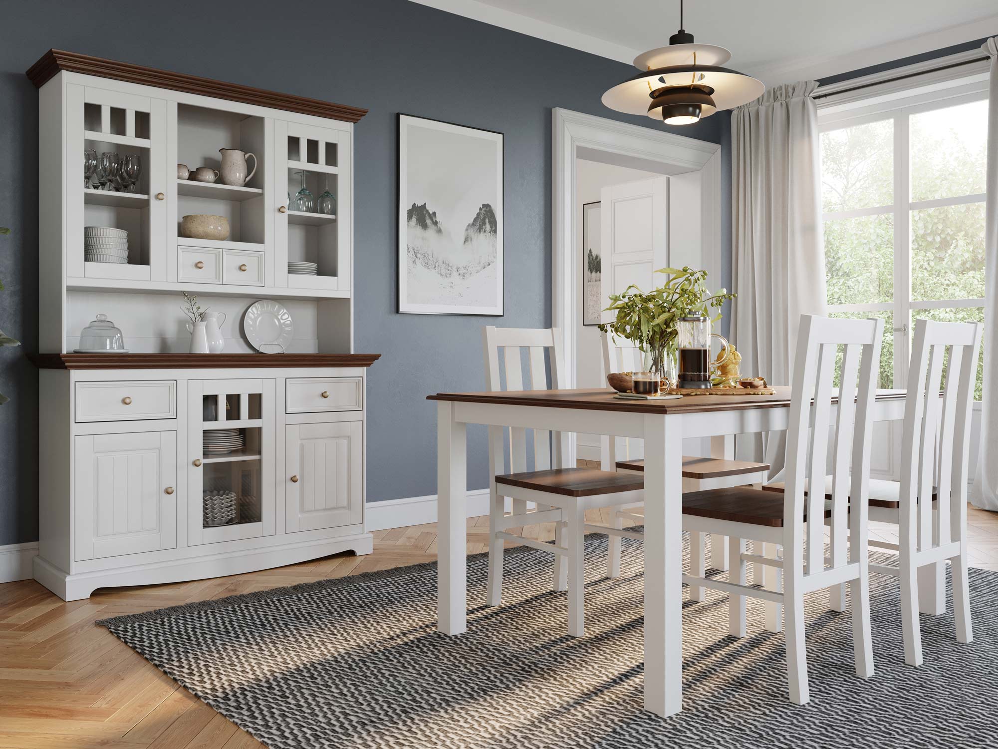 Kredens biały dąb aranżacja jadalnia INGRID