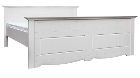 Miniaturka 1 - Białe drewniane łóżko dwuosobowe białe tło INGRID