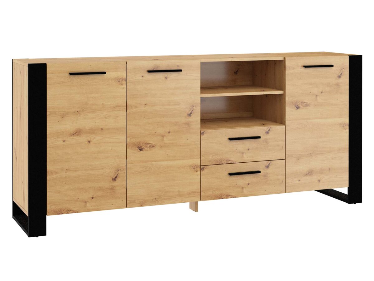 Kommode schwarz Eiche Artisan 200 cm IRFAN