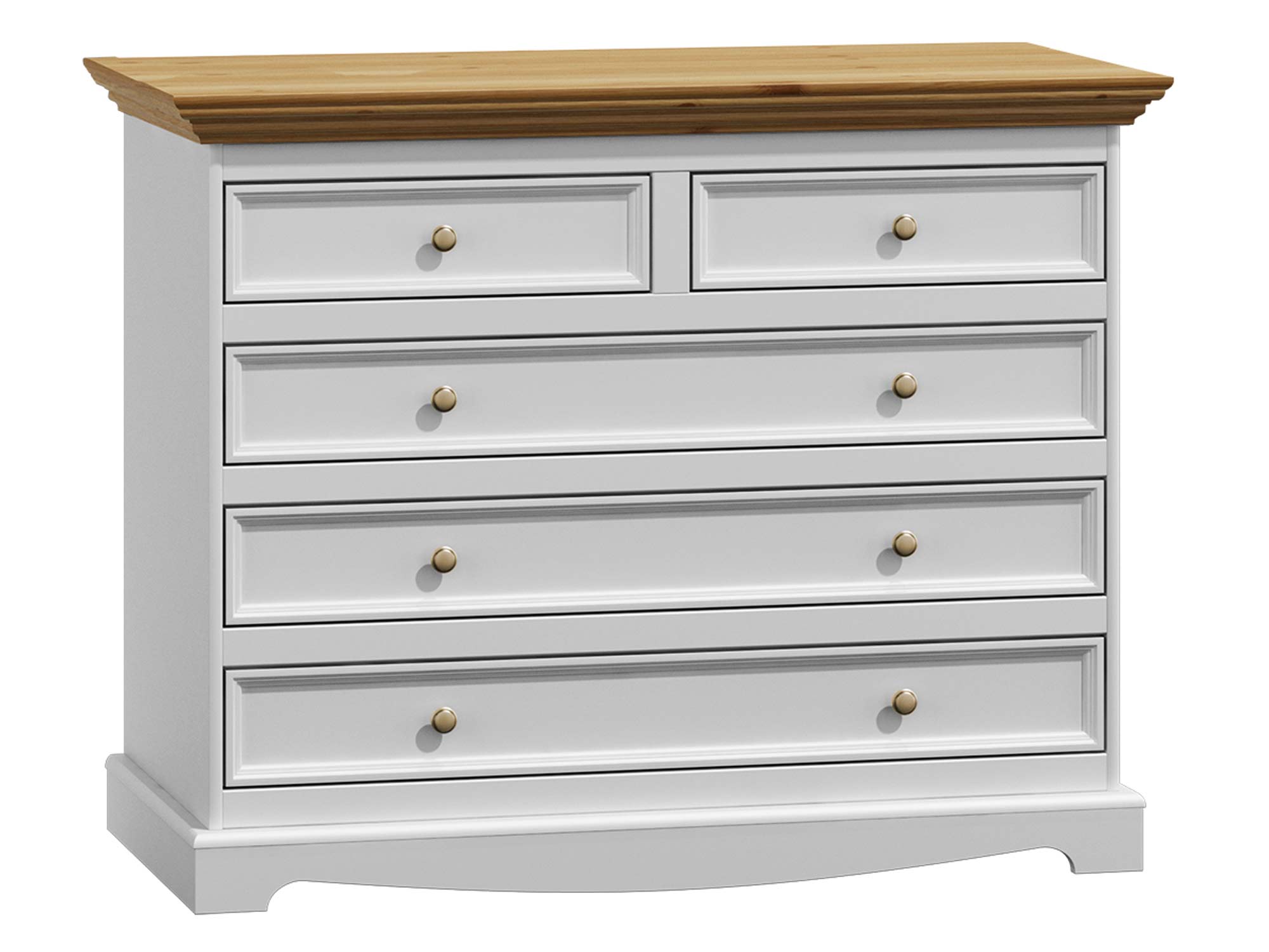 Biała komoda z blatem naturalnym, styl rustykalny