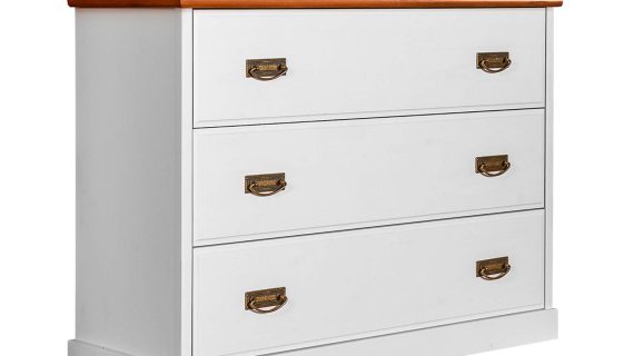 Miniaturka 4 - Sosnowa mała biała komoda biały sosna ANADI