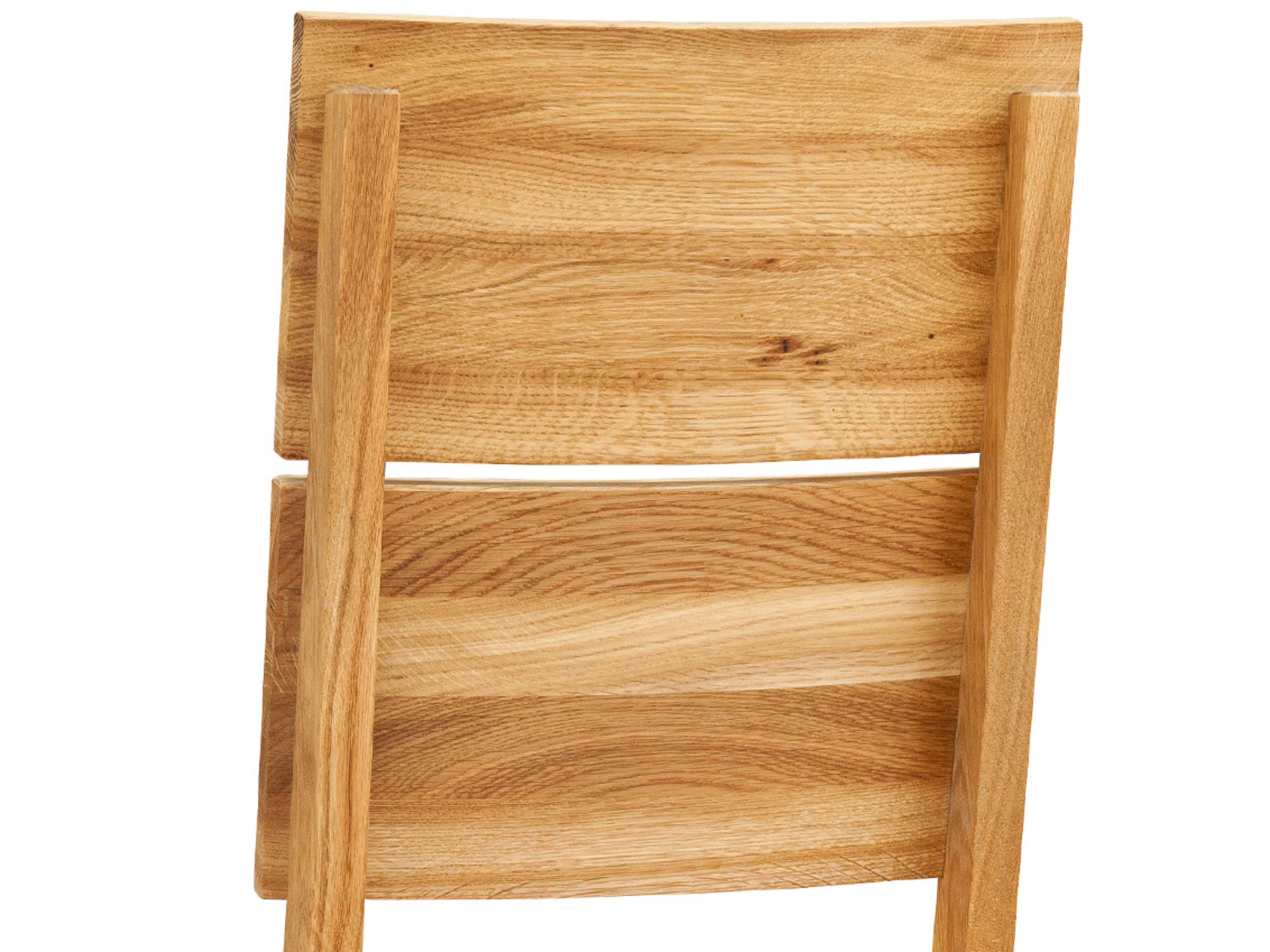 Drewniane krzesło dębowe z prostym oparciem widok boczny