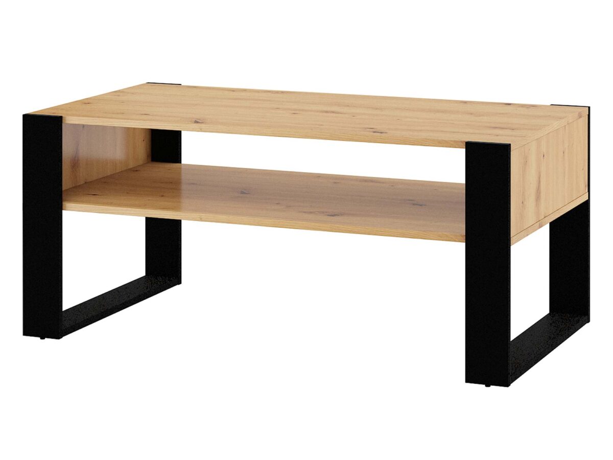 Couchtisch Wohnzimmer weiß Eiche Artisan schwarze Beine IRFAN