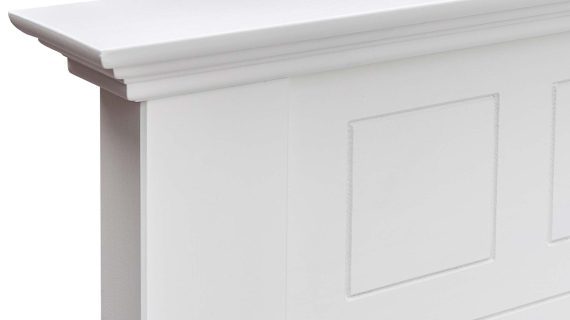 Miniaturka 6 - Białe drewniane łóżko dwuosobowe oparcie frezy INGRID