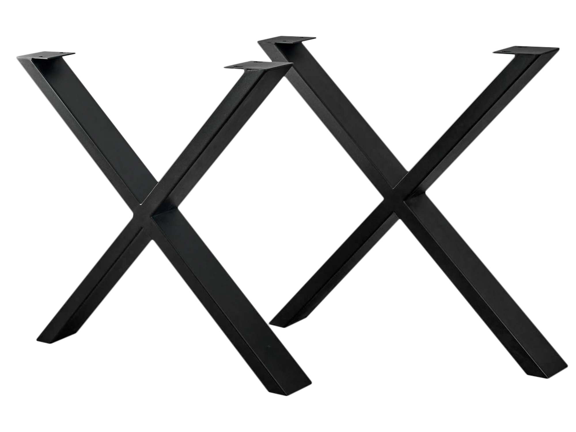 Konstrukcja X z czarnej stali do stołu prostokątnego