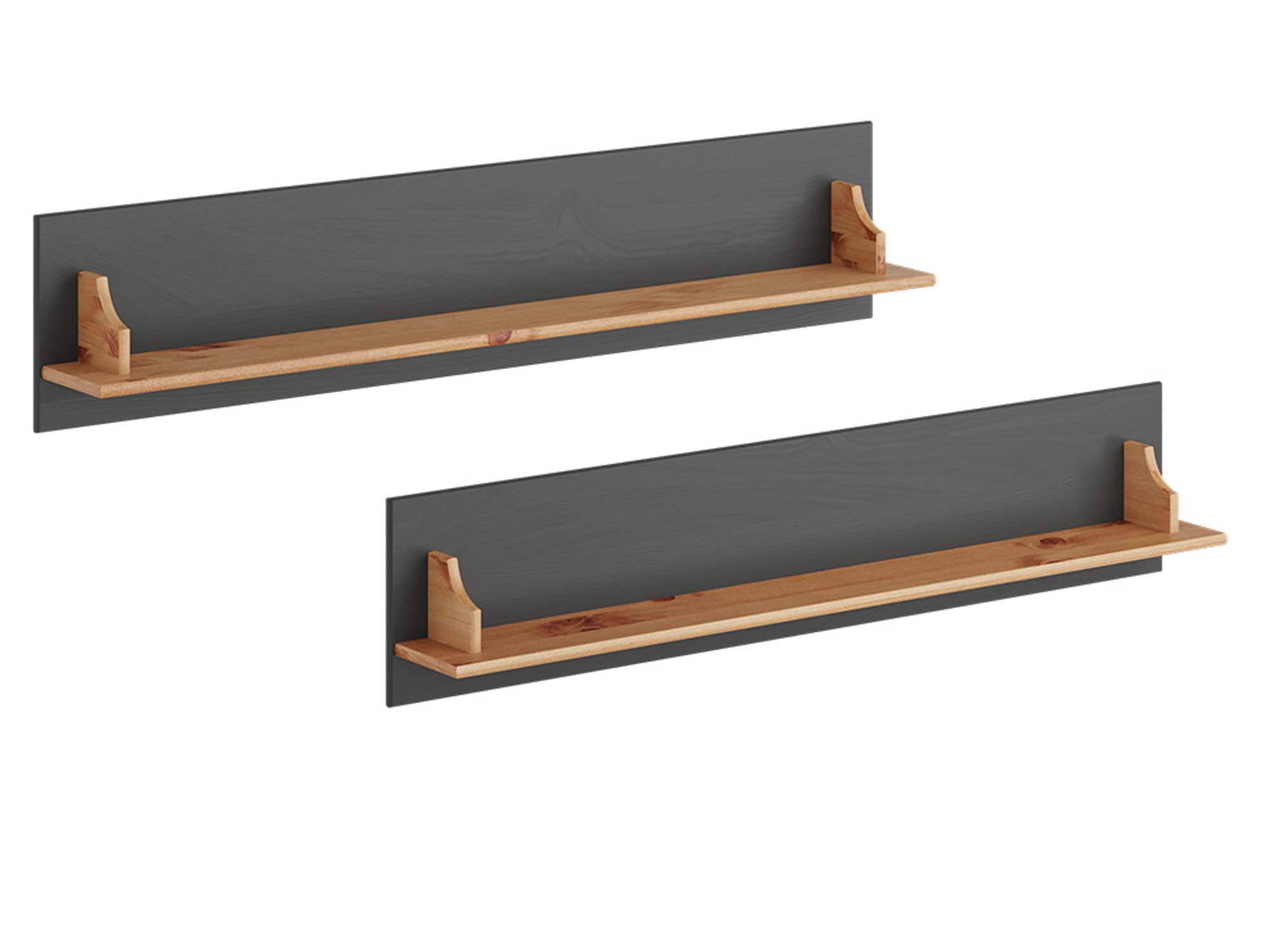 Dwie półki białe drewniane do pokoju grafit sosna INGRID