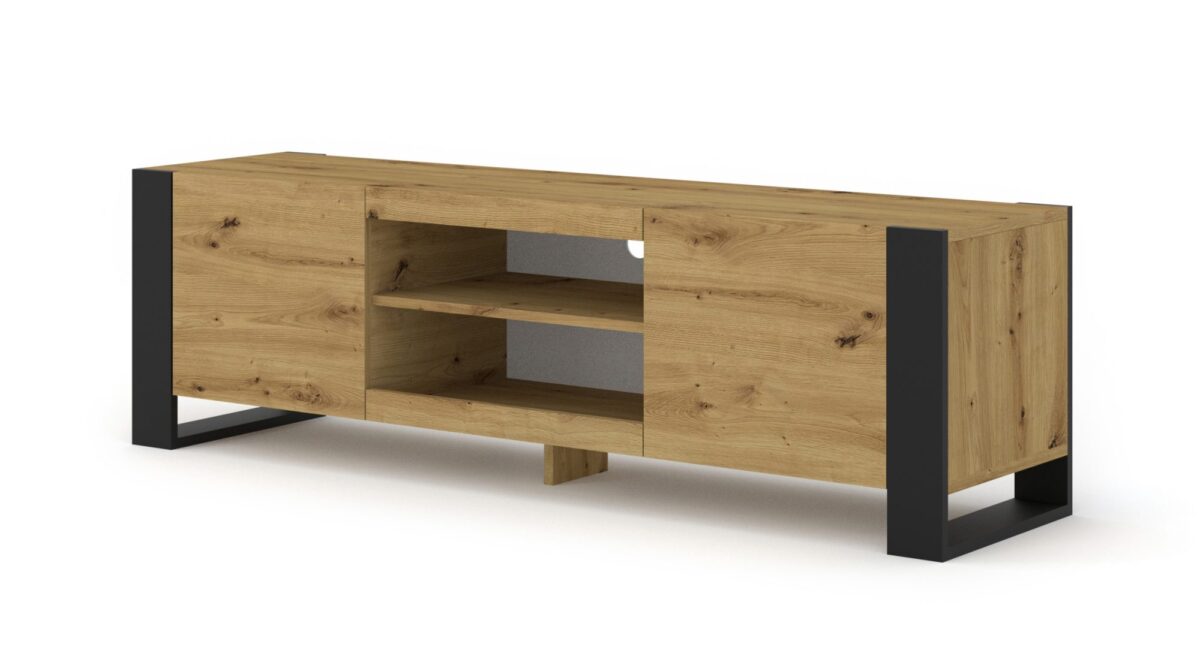 TV-Schrank 158 cm 188 cm weiß matt Eiche Artisan TAKOZ