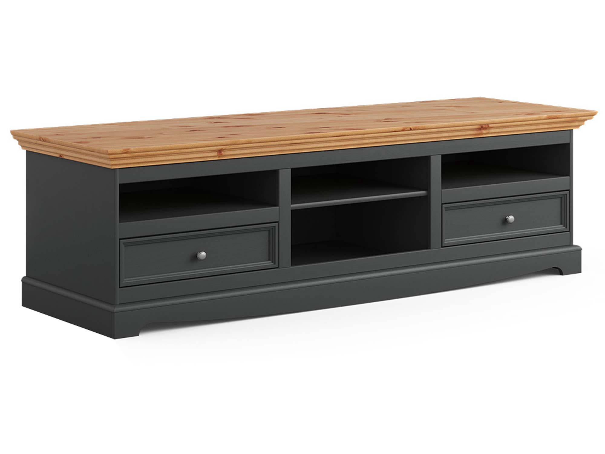 Duża biała szafka RTV vintage grafit sosna INGRID