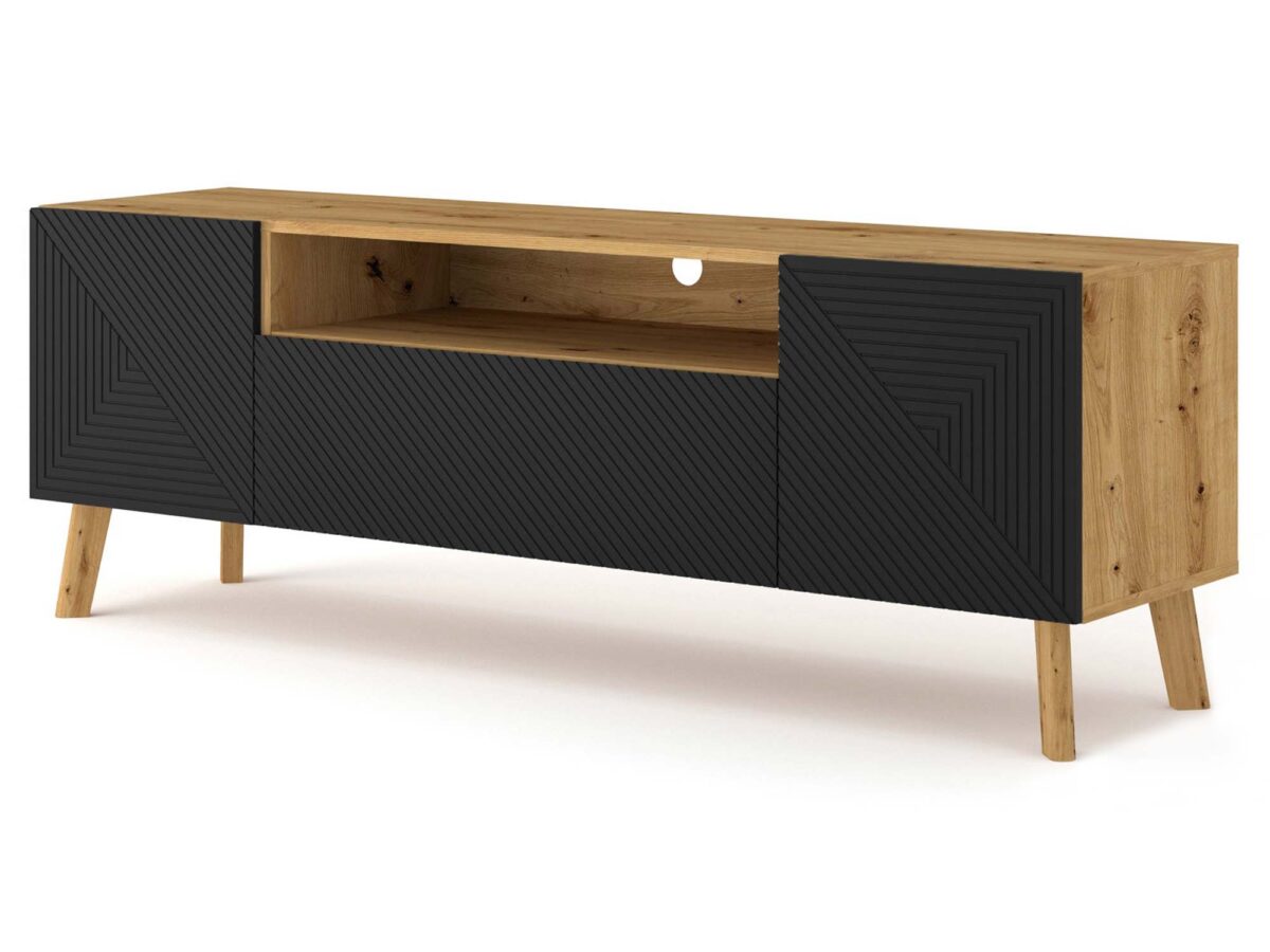 Eleganter Loft TV-Schrank schwarz Eiche Artisan IZMIR