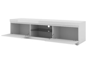 Miniaturka 5 - Uniwersalna szafka pod TV biała otwarta VEDAT