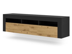 Miniatura 2 - Szykowna TV skříňka do obývacího pokoje černý artisan závěsná KILIS