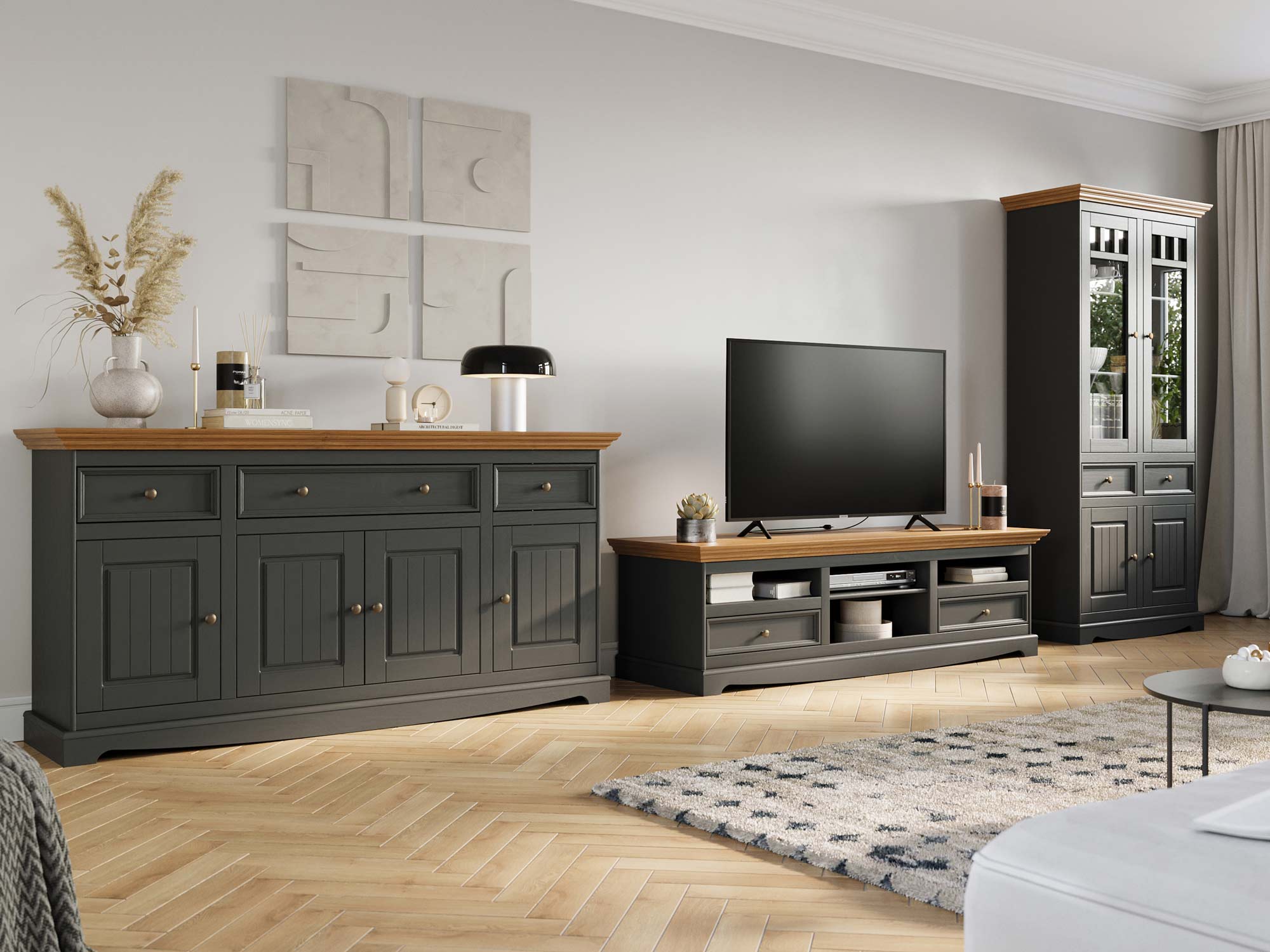 Meble grafit aranżacja INGRID