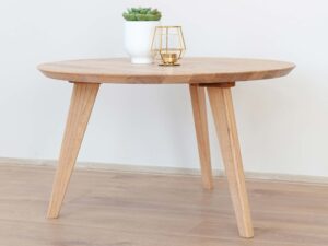 Miniaturka 6 - Stolik okrągły z drewna 70 cm aranż KARNE