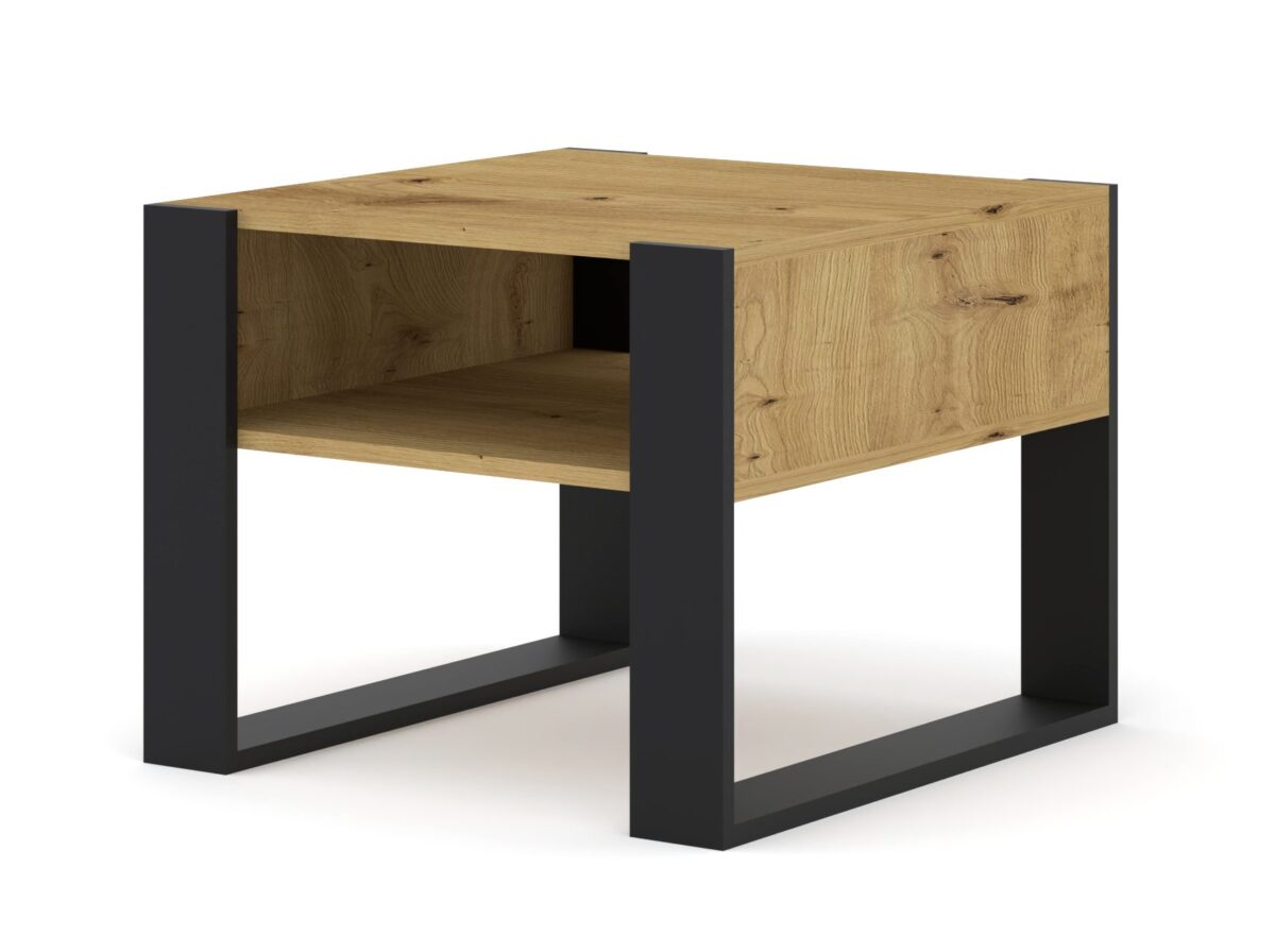 Kleiner Couchtisch kompakt weiß Eiche Artisan TAKOZ