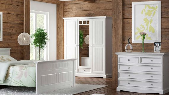 Miniaturka 9 - Białe drewniane łóżko dwuosobowe sypialnia aranż INGRID