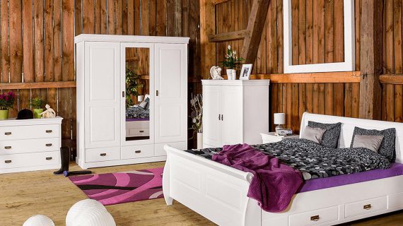 Miniaturka 12 - Sypialnia białe meble drewniane ANADI