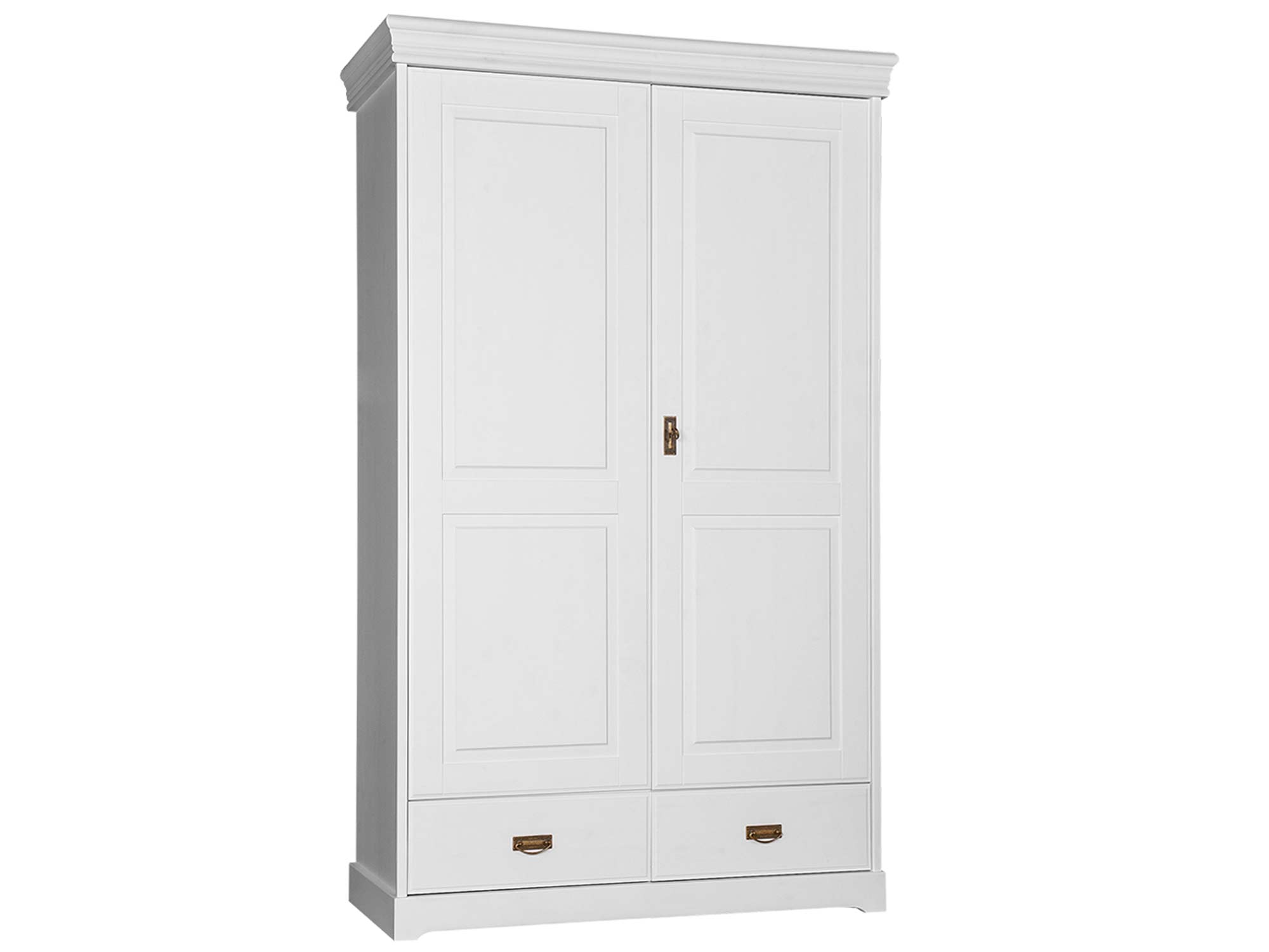 Sosnowa szafa dwudrzwiowa z szufladami biały ANADI