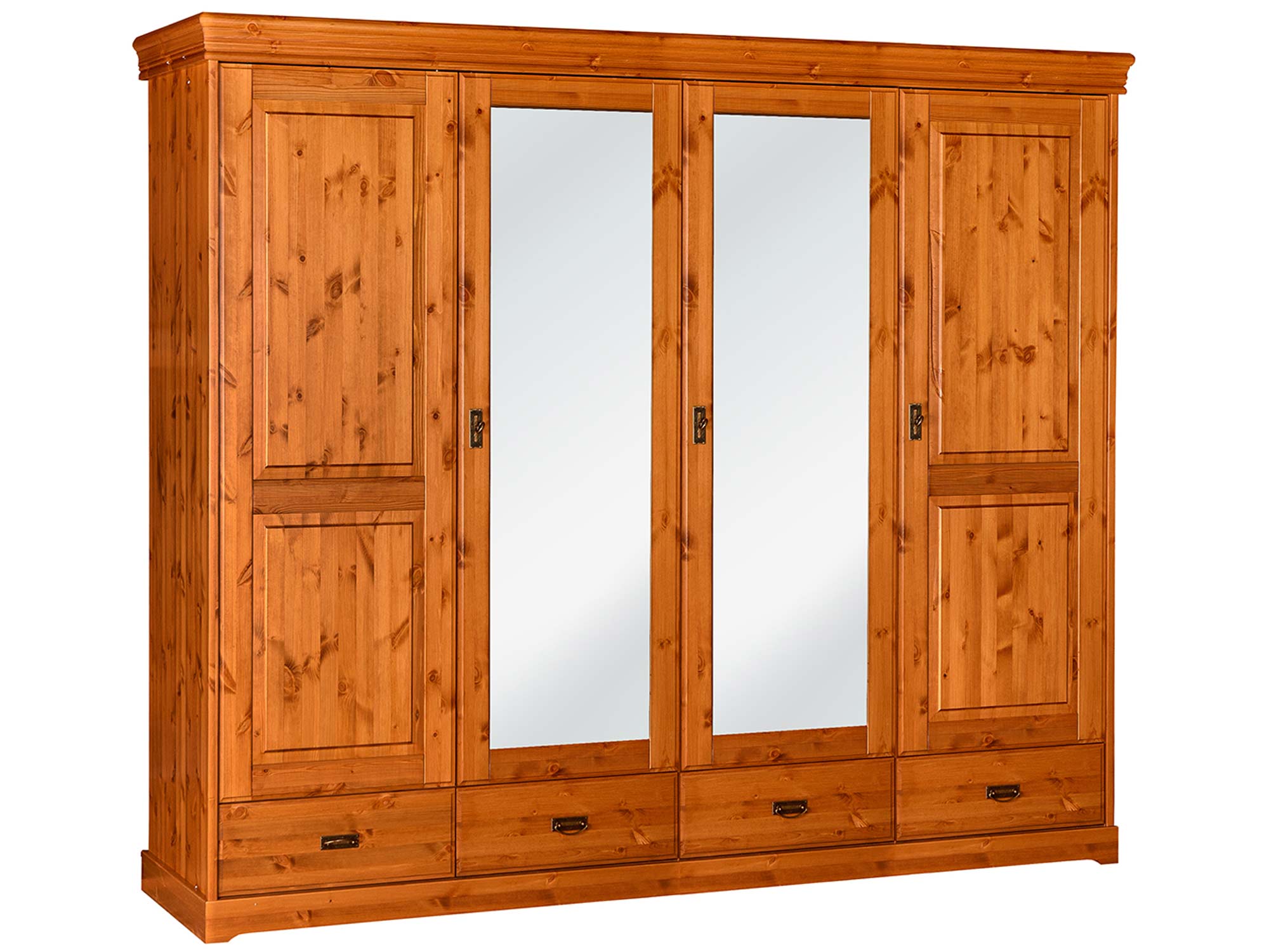 Duża szafa z lustrem z drewna sosnowego sosna ANADI Duża szafa z lustrem z drewna sosnowego sosna ANADI