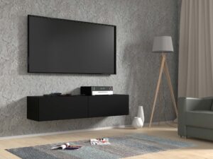 Miniaturka 2 - Wisząca szafka RTV czarna 140 aranżacja AMIRA