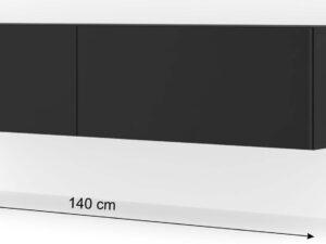 Miniaturka 6 - Wisząca szafka RTV czarna 140 wymiary AMIRA