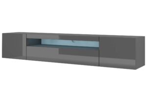 Miniaturka 15 - Wisząca szafka pod TV grafit połysk z LED KISMET