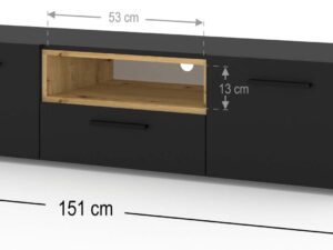 Miniaturka 6 - Czarna szafka RTV dąb artisan wymiary NIMET