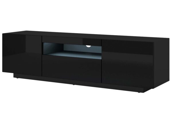 Stojací TV skříňka 150 černý lesk led KISMET