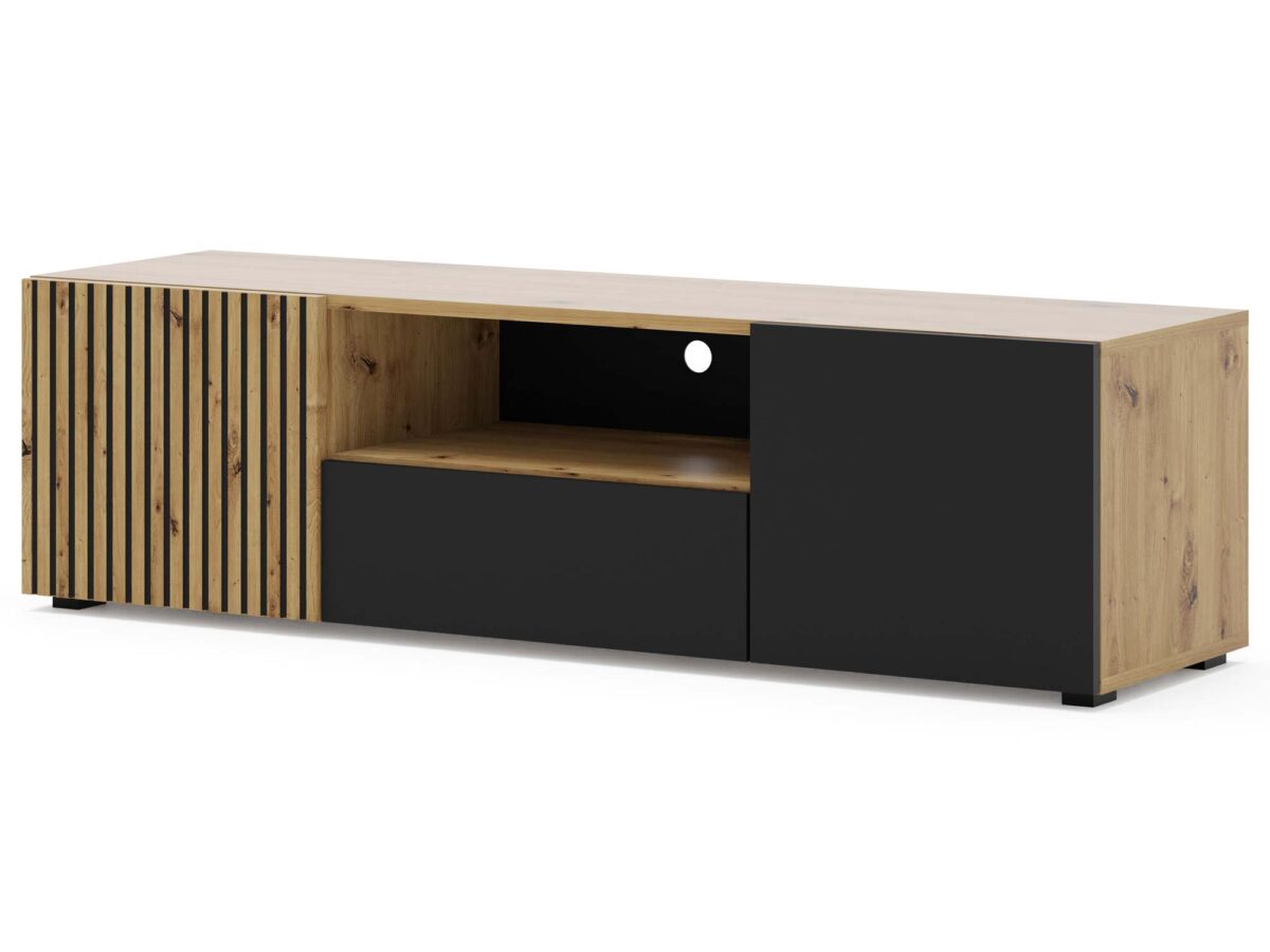 TV-Standboard Eiche Artisan Schwarz matt Loft MERVE