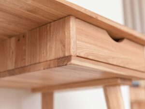 Miniatura 9 - Dřevěná toaletní stolek psací stůl se zásuvkami detail zásuvky JENS