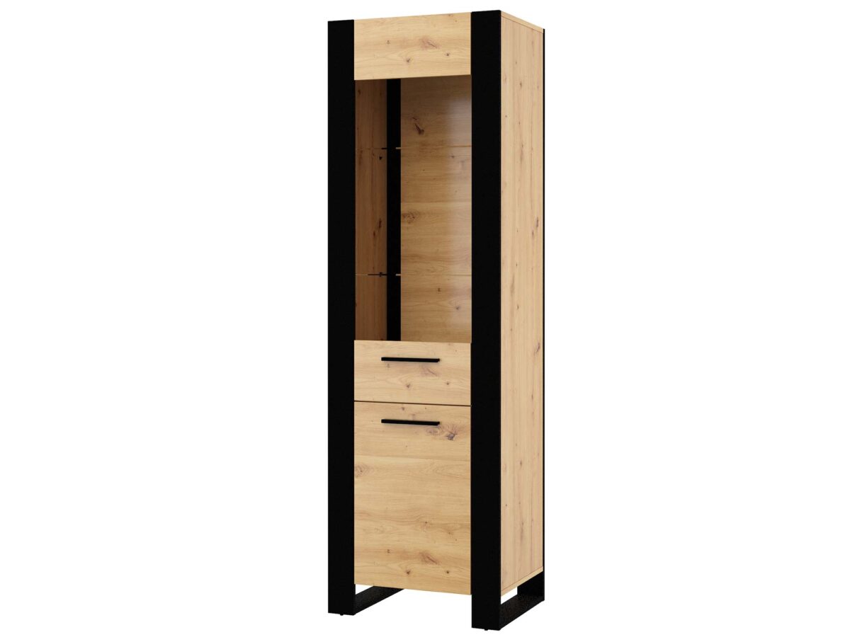 Standvitrine Eiche Artisan schwarz IRFAN