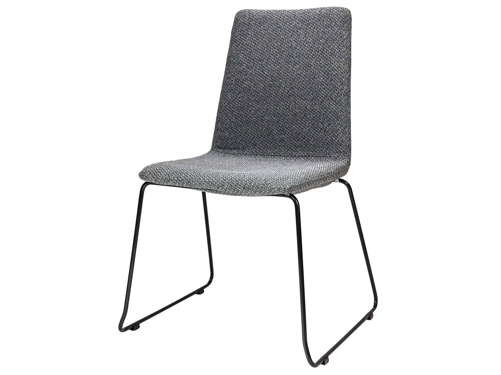 Nowoczesne krzesło jadalniane z szarym siedziskiem i metalem