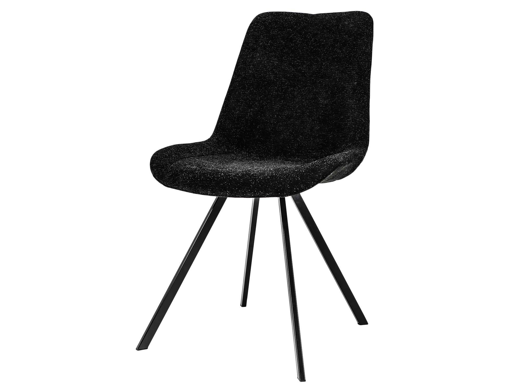 Krzesło tapicerowane czarne na czarnym metalowym stelażu