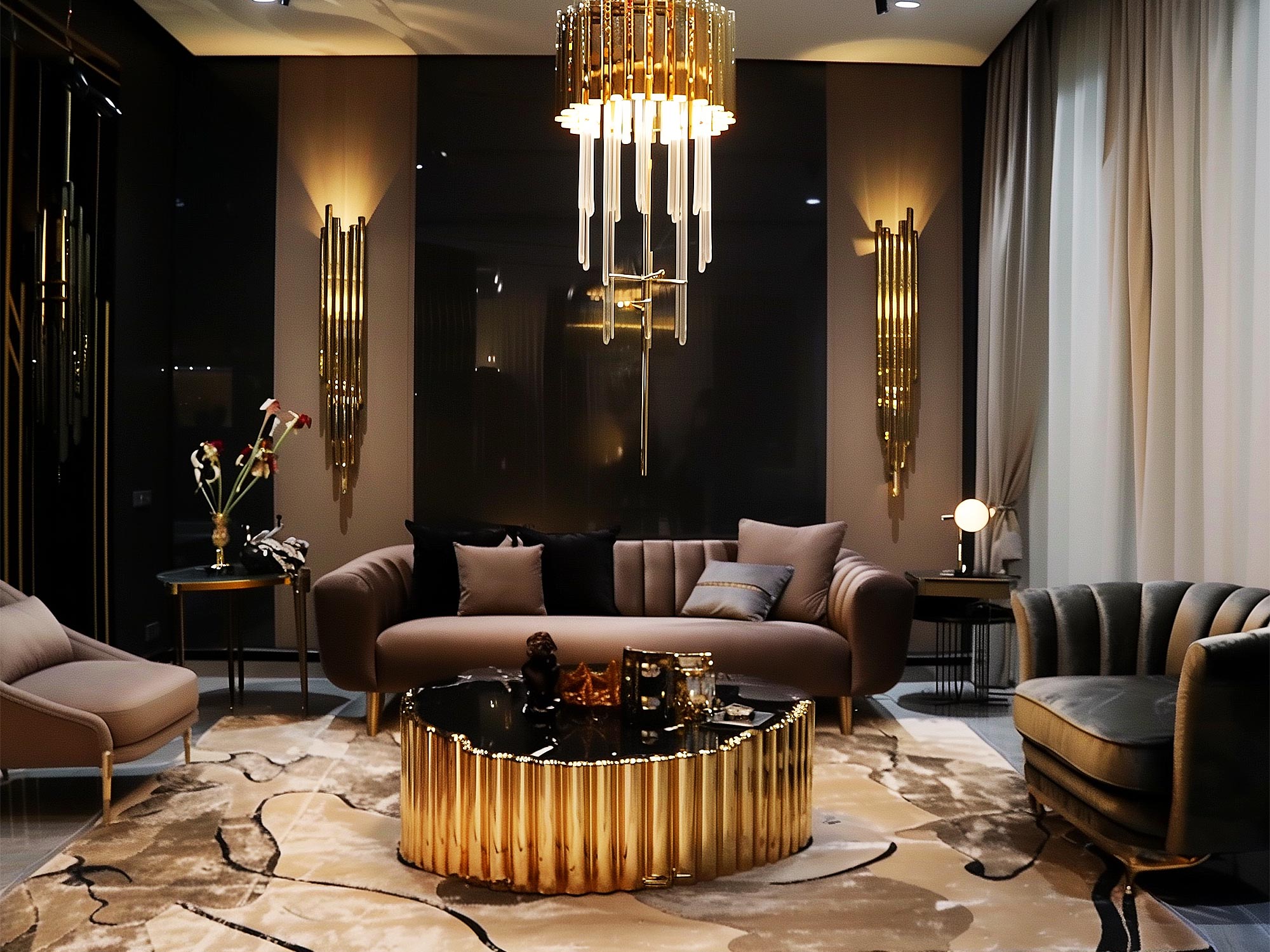 Dlouhá závěsná lampa v elegantním stylu