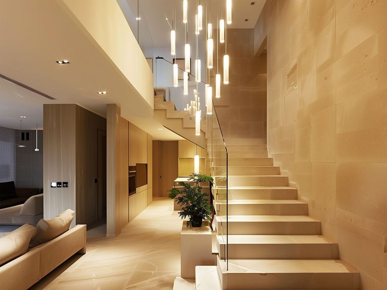 Długi wiszący żyrandol w stylu glamour