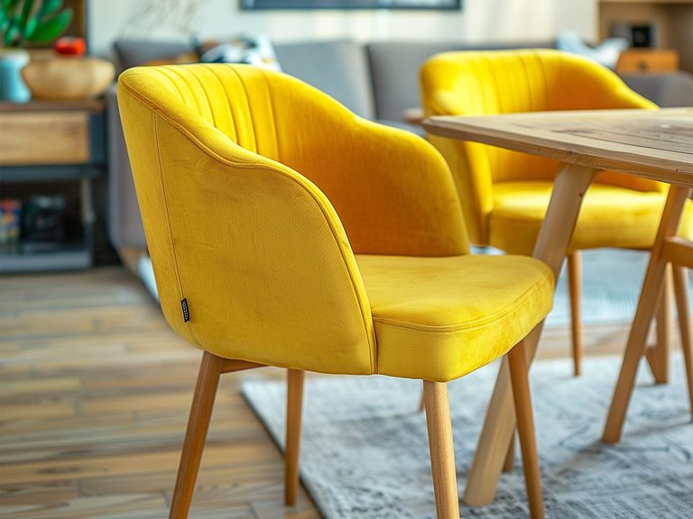 Żółte tapicerowane krzesło do jadalni