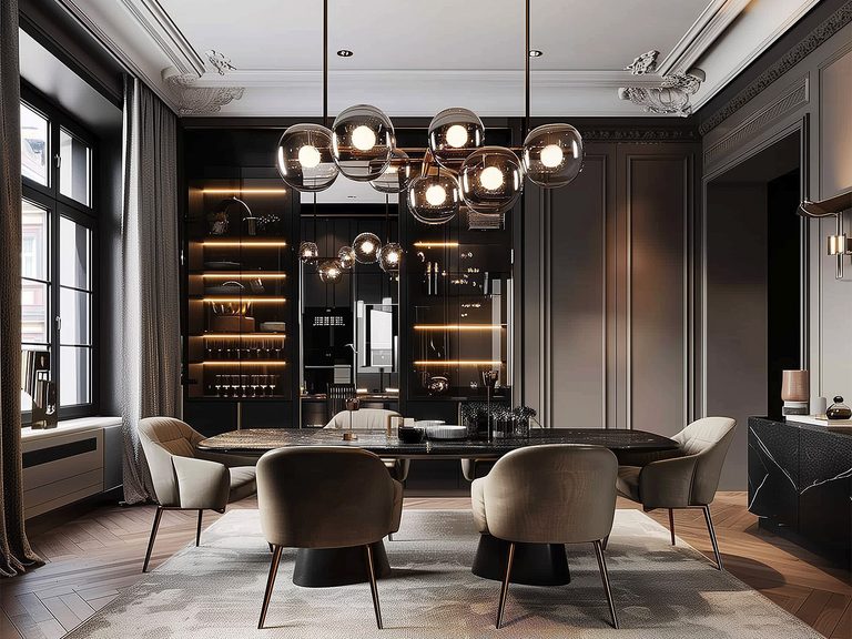 Żyrandol do salonu o geometrycznym kształcie