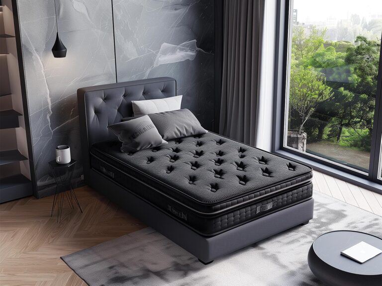 Materac 90×200 w szarym pikowanym kolorze