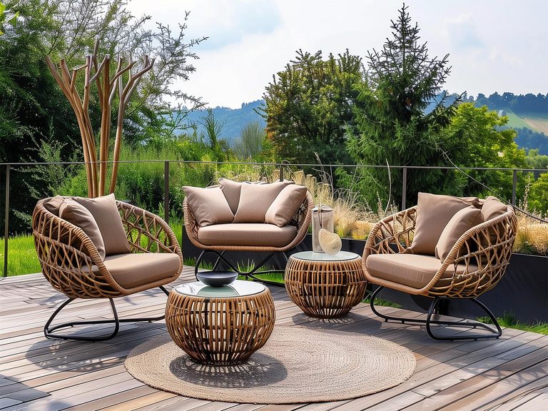 Zestaw mebli ogrodowych o nowoczesnym kształcie