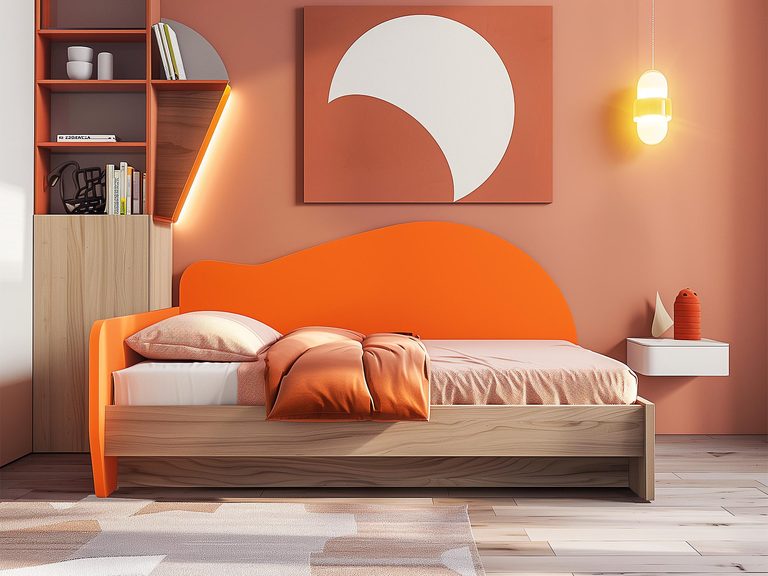 Łóżka dziecięce z geometrycznym oparciem