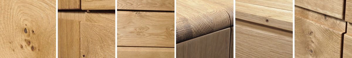 Zbliżenie na wybarwienia drewna i strukturę dębu