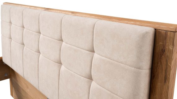 Miniaturka 8 - Beżowy zagłówek tapicerowany na ramie z litego drewna