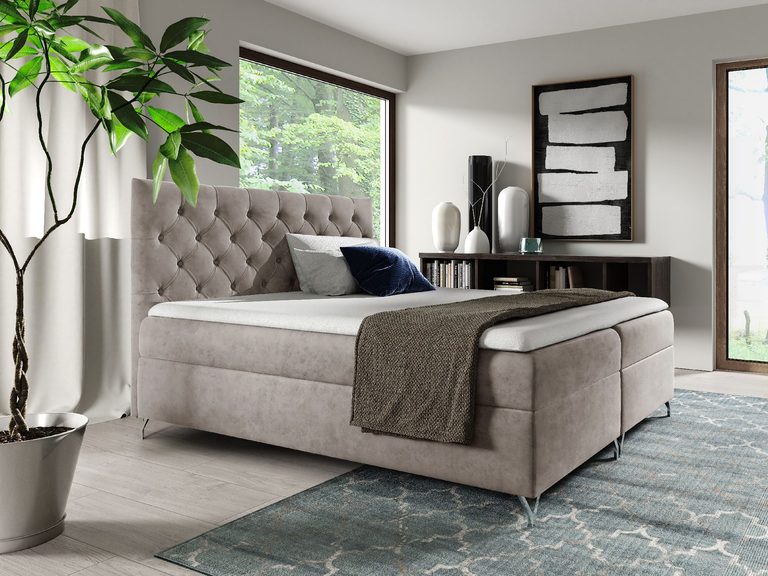 Elegancka sypialnia w klasycznym stylu z tapicerowanym łóżkiem