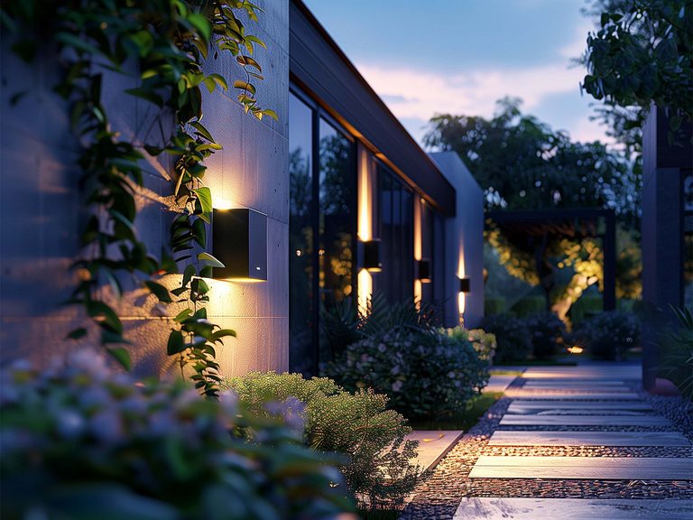 Oświetlenie zewnętrzne w stylowym domu