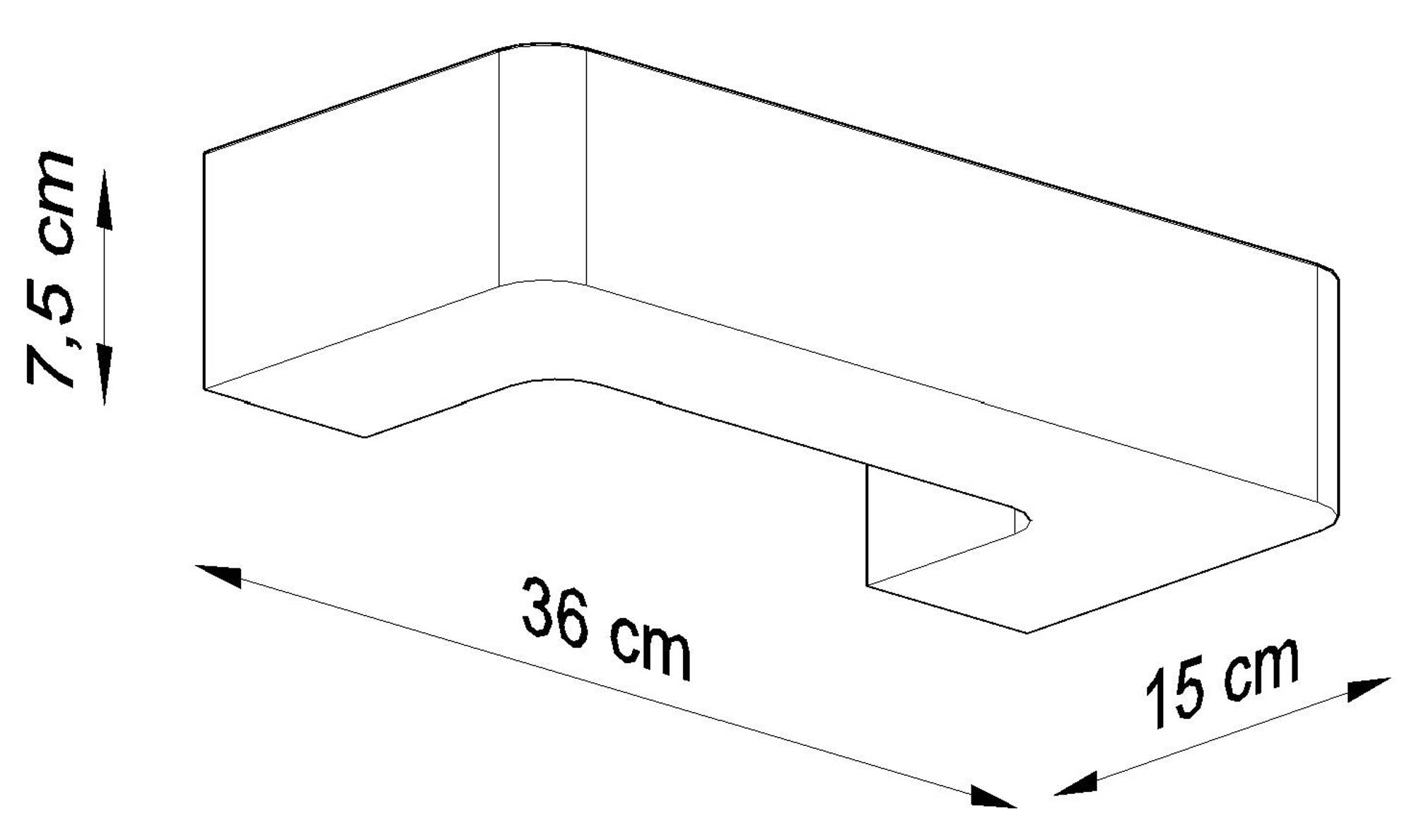 Wymiary ceramicznego kinkietu LED – długość 36 cm